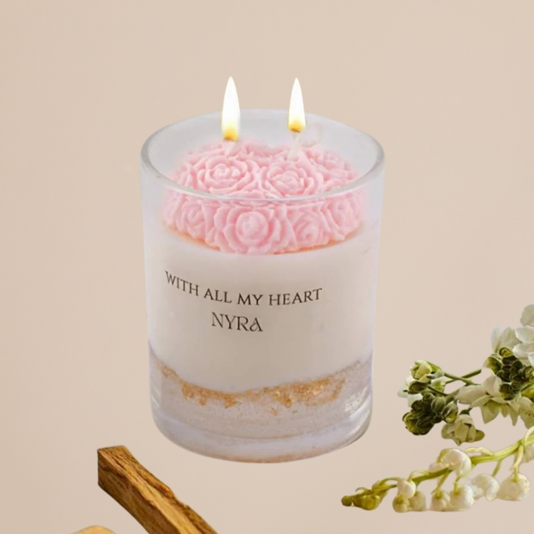 Valentine-Themed Floral Scented Candle